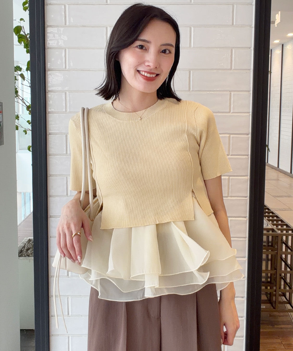 COCO DEAL「ペプラムブラウスセットニット」|シャツ・ブラウス|イエロー