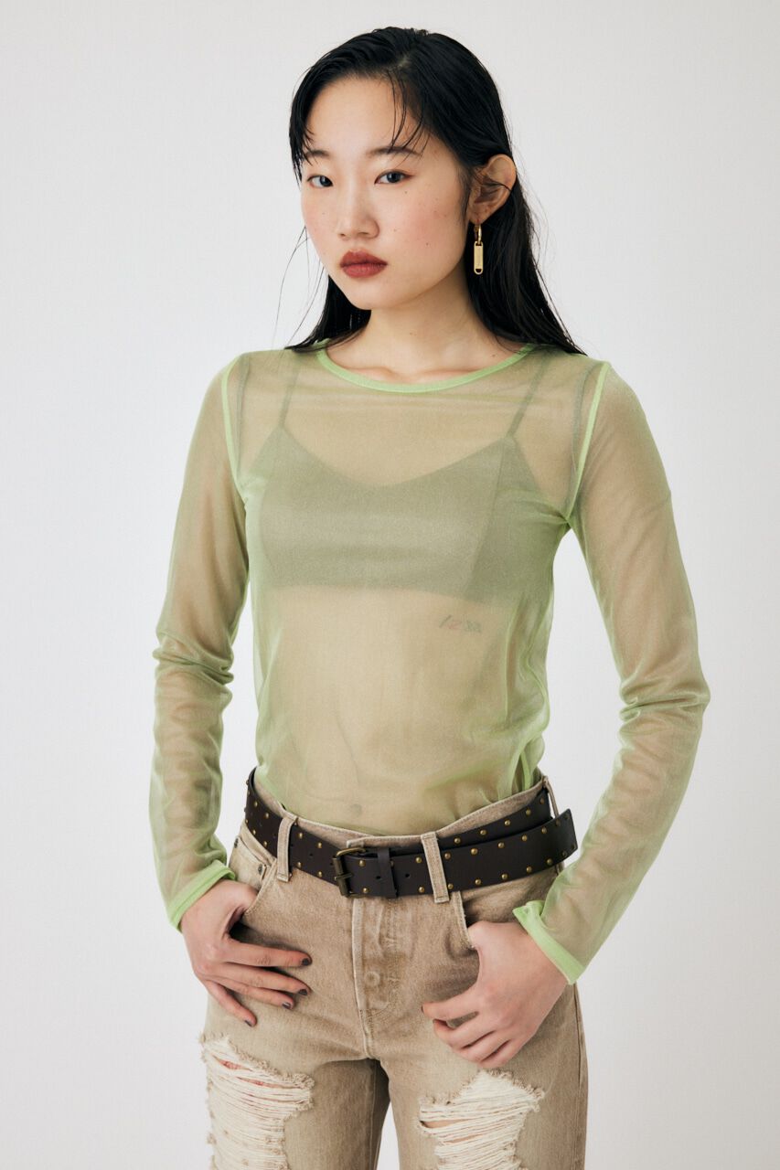 MOUSSY「REVERSIBLE GLITTER SHEER トップス」|Tシャツ・カットソー|