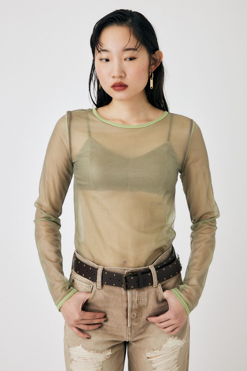 MOUSSY「REVERSIBLE GLITTER SHEER トップス」|Tシャツ・カットソー|