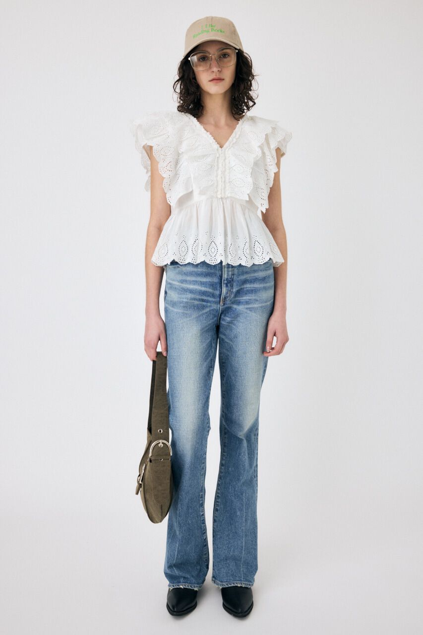 MOUSSY「EYELET CAPSLEEVE ブラウス」|シャツ・ブラウス|