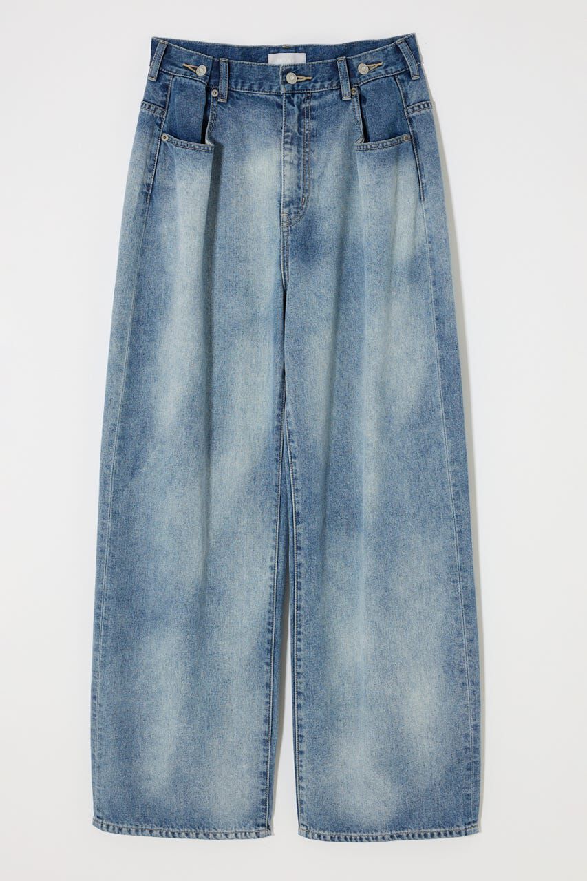 MOUSSY「TUCKED WAIST LOOSE ストレートデニム」|デニム|