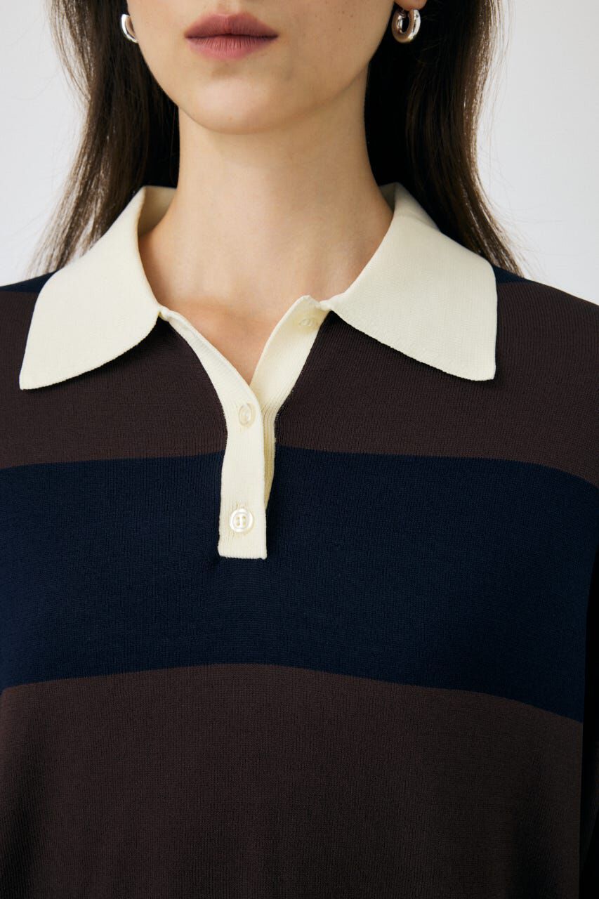 MOUSSY「BORDER KNIT ポロ」|ニット・セーター|