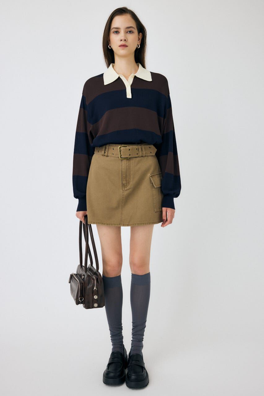 MOUSSY「BORDER KNIT ポロ」|ニット・セーター|
