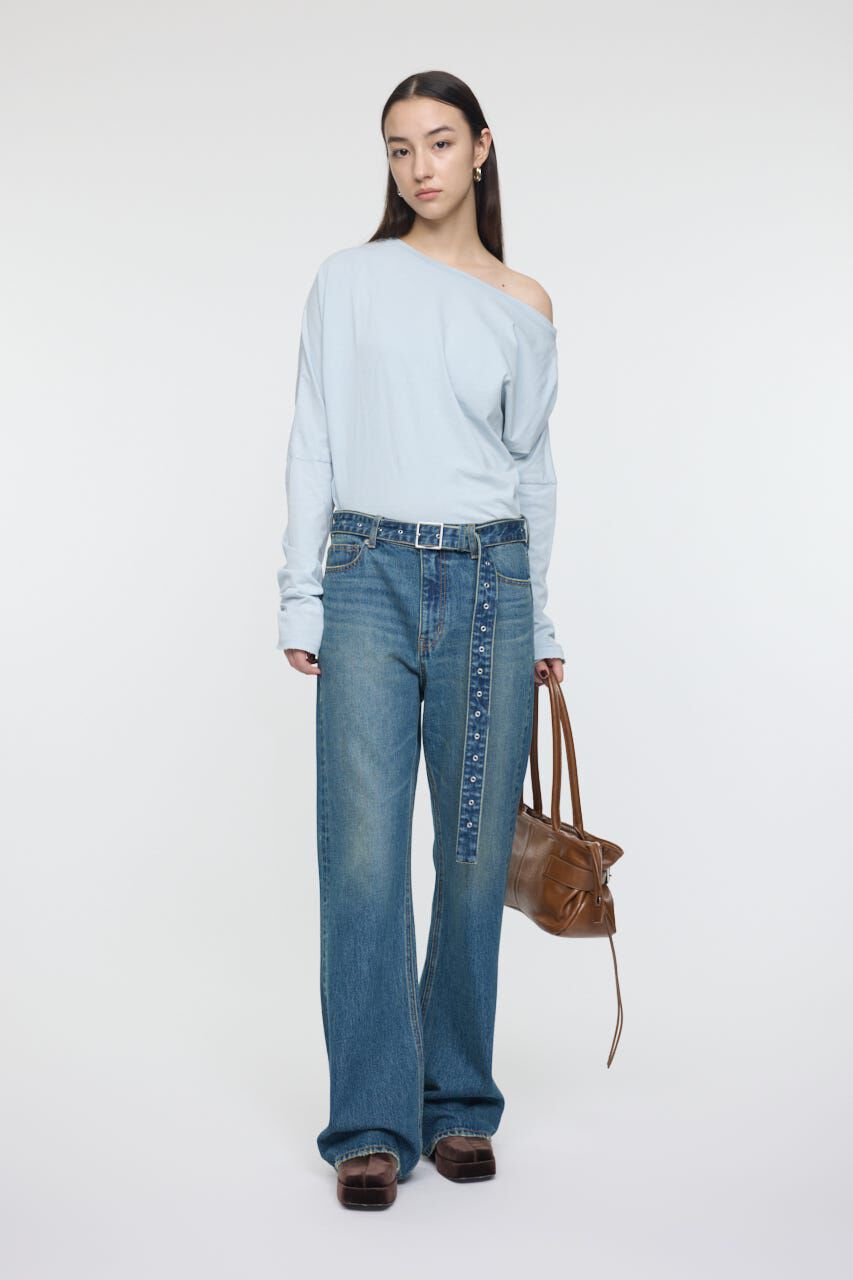 MOUSSY「LOW SLUNG ブーツカットパンツ」|デニム|