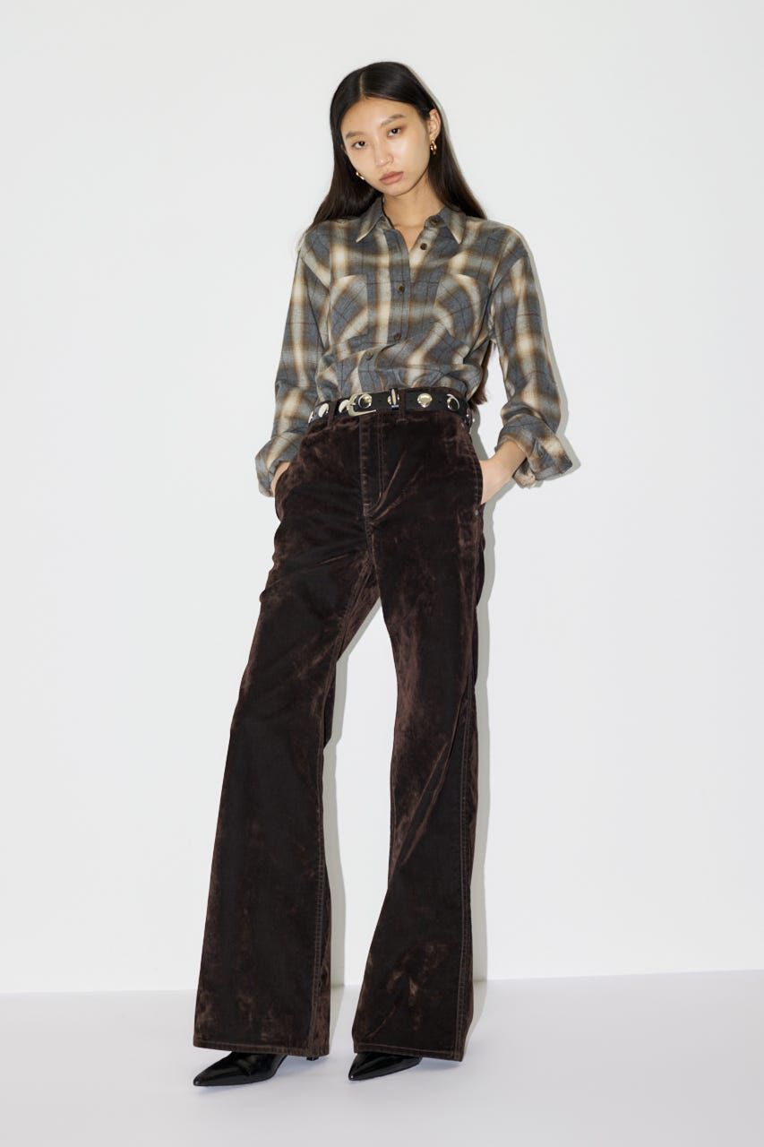 MOUSSY「VELVET LONG LEG フレア」|デニム|