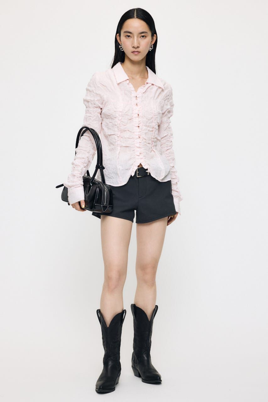 MOUSSY「BUTTON UP SHIRRING シャツ」|シャツ・ブラウス|