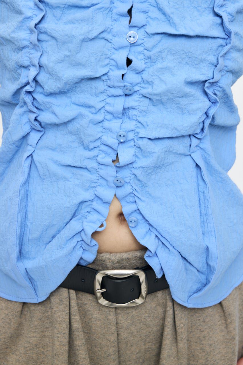 MOUSSY「BUTTON UP SHIRRING シャツ」|シャツ・ブラウス|