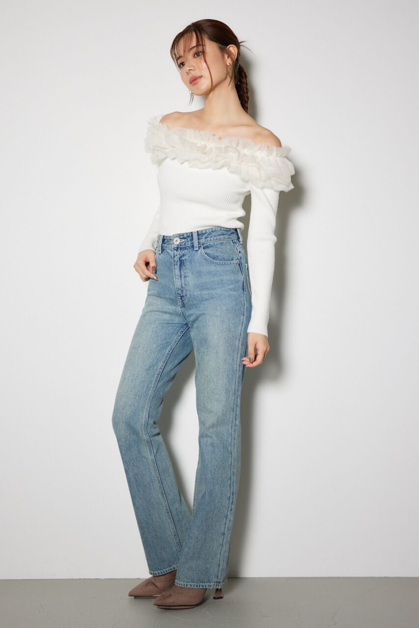 rienda「ShapelyMakeジャストウエストデニムパンツ」|デニム|