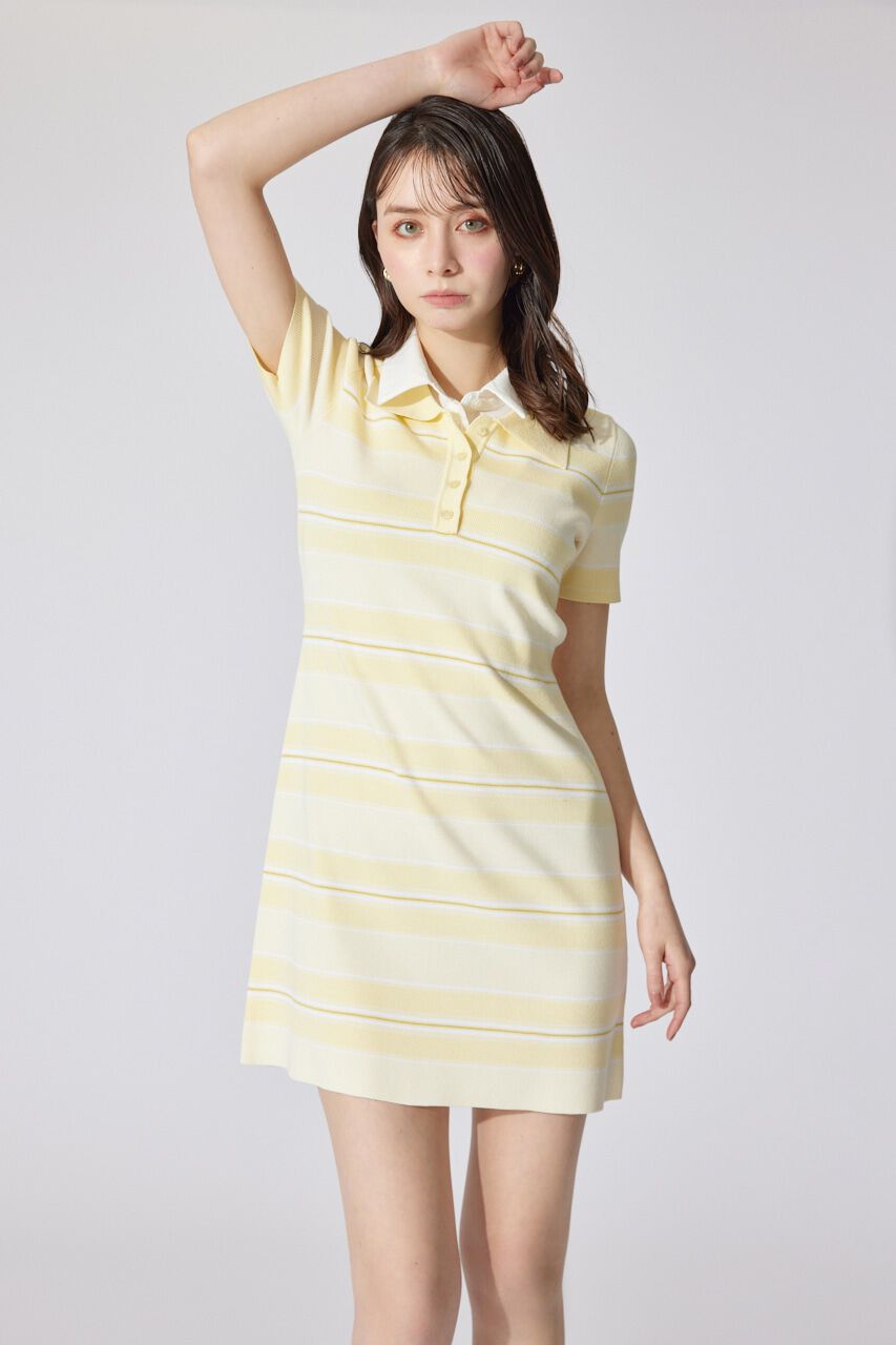 rienda「ダブルカラーニットワンピース」|ワンピース|L/YEL1