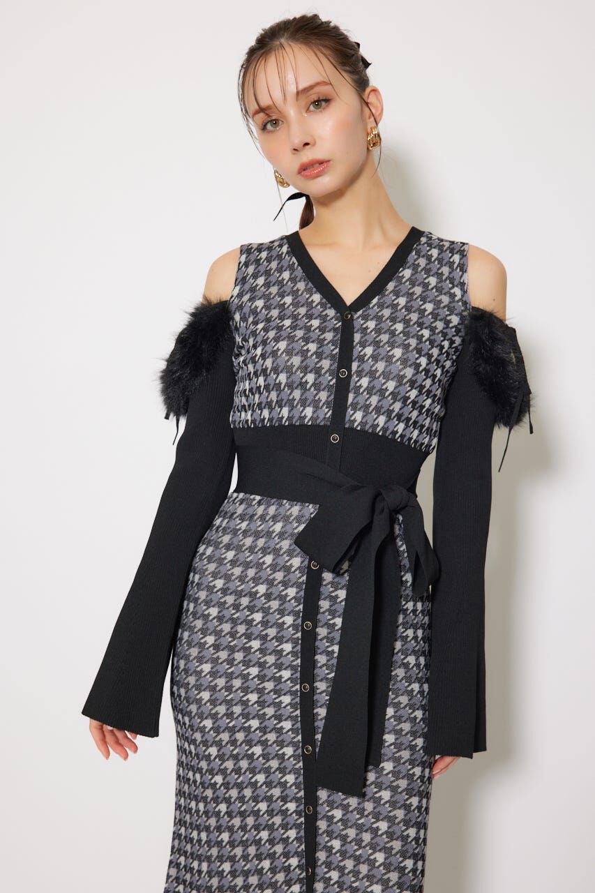 rienda「many wayフェイクファージャガードニットワンピース」|ワンピース|