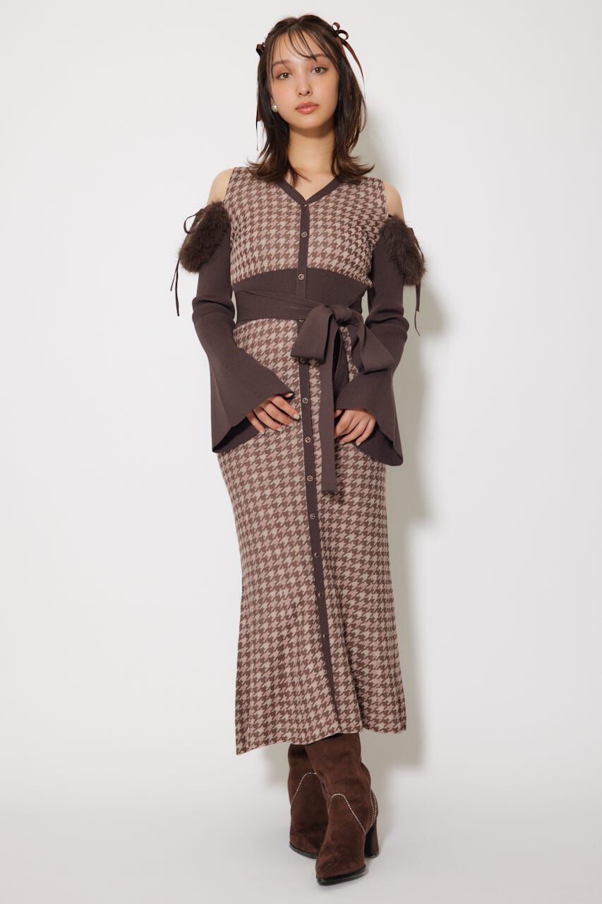 rienda「many wayフェイクファージャガードニットワンピース」|ワンピース|