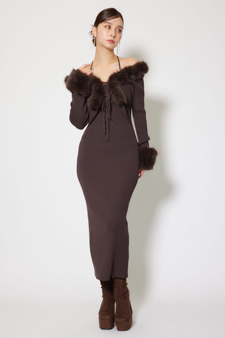 rienda「フェイクファーレディーニットワンピース」|ワンピース|