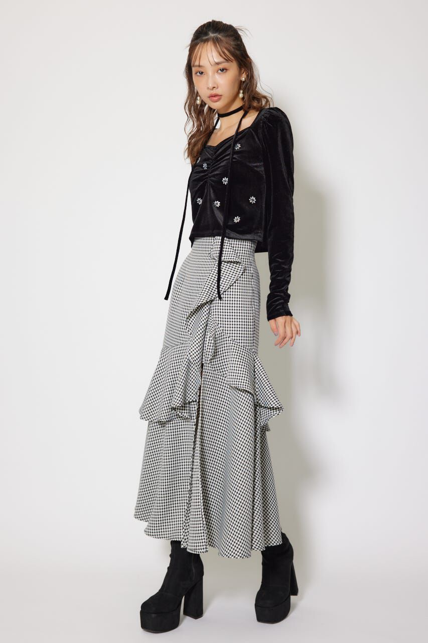 rienda「チョーカーセットフラワービジューベロアトップス」|Tシャツ・カットソー|