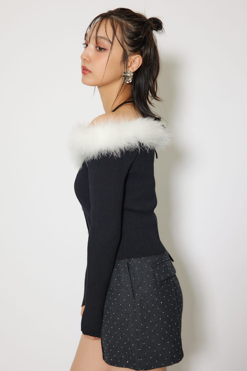 rienda「many wayフェザーオフショルニットトップス」|ニット・セーター|