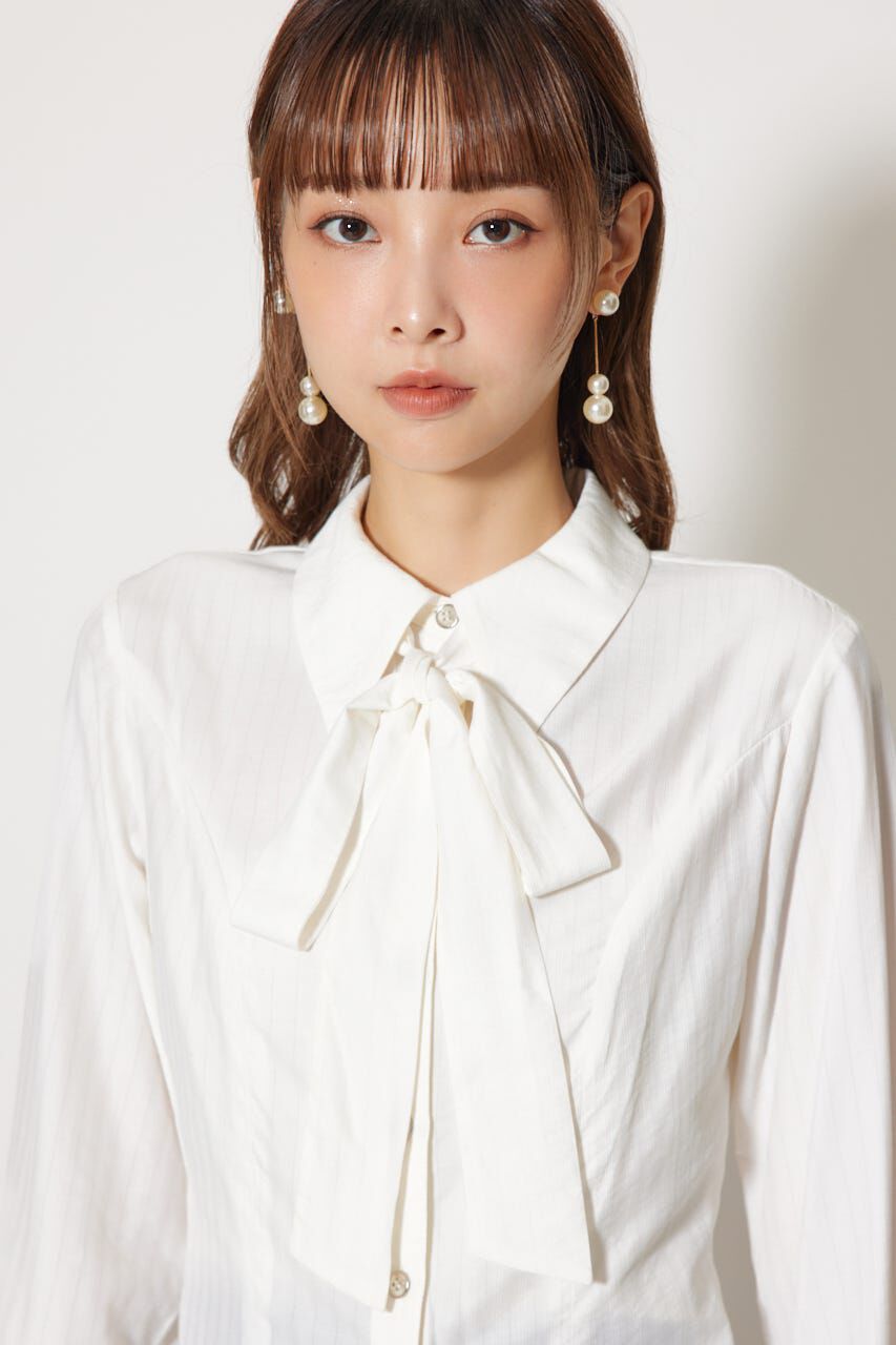 rienda「ウエストシェイプボウタイシャツ」|シャツ・ブラウス|