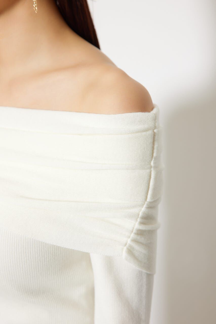 rienda「オフショルギャザーニットトップス」|ニット・セーター|