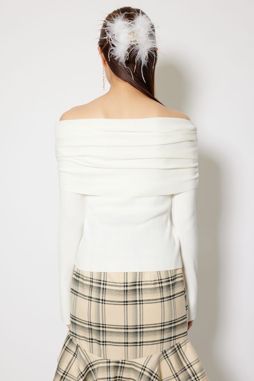 rienda「オフショルギャザーニットトップス」|ニット・セーター|