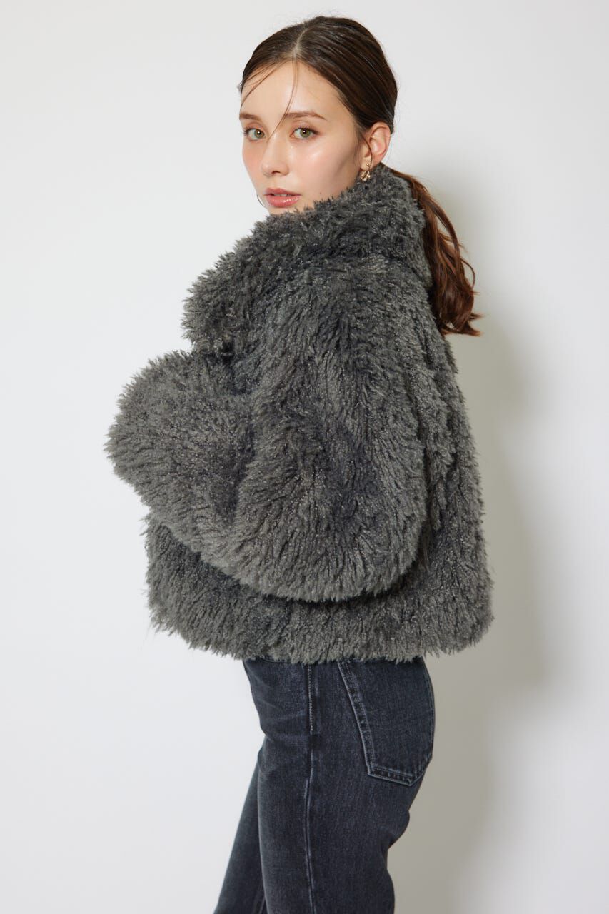 rienda「ショート丈フェイクプードルファーブルゾン」|ブルゾン・スタジャン|