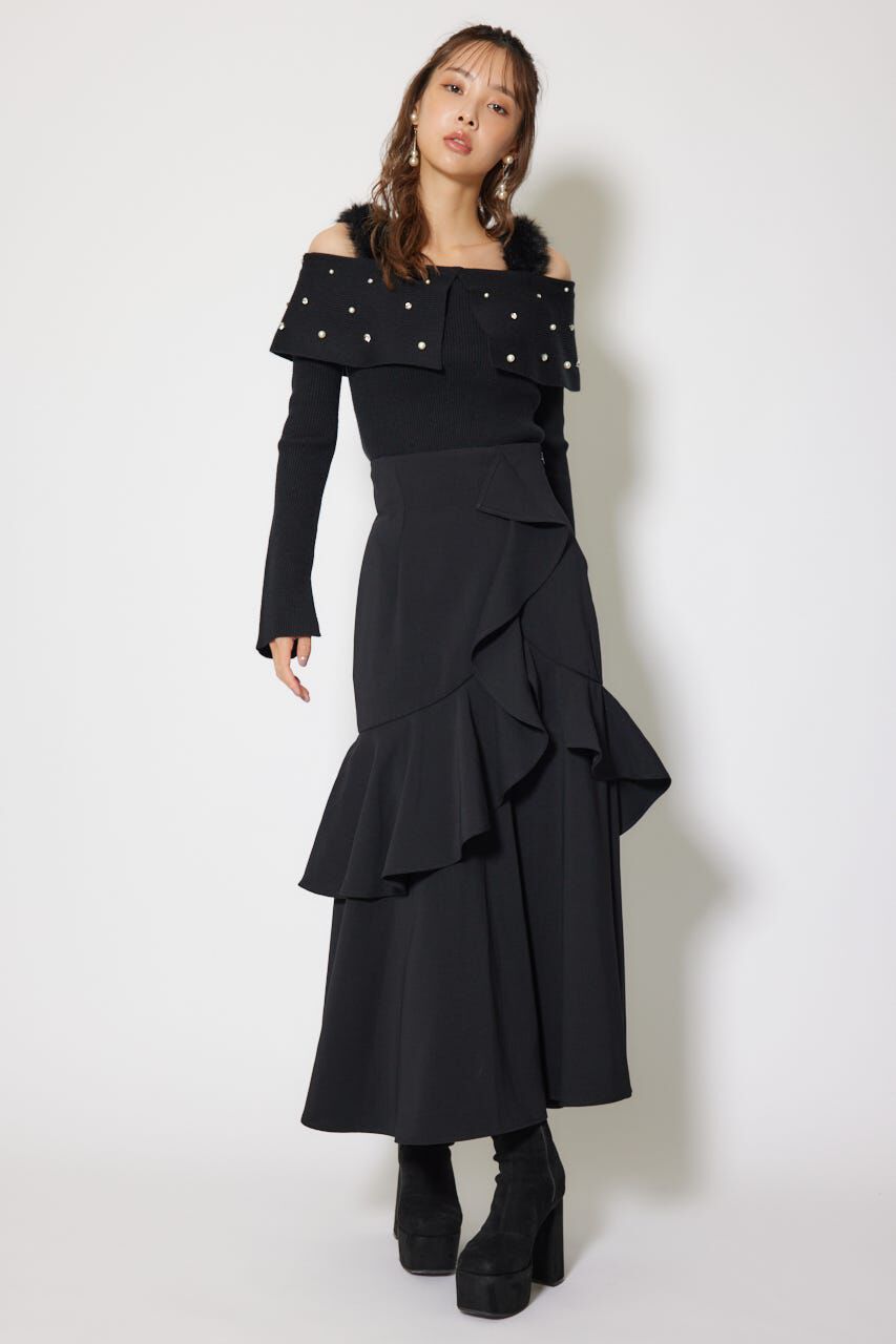 rienda「ショルダーフェイクファービジューニットトップス」|ニット・セーター|