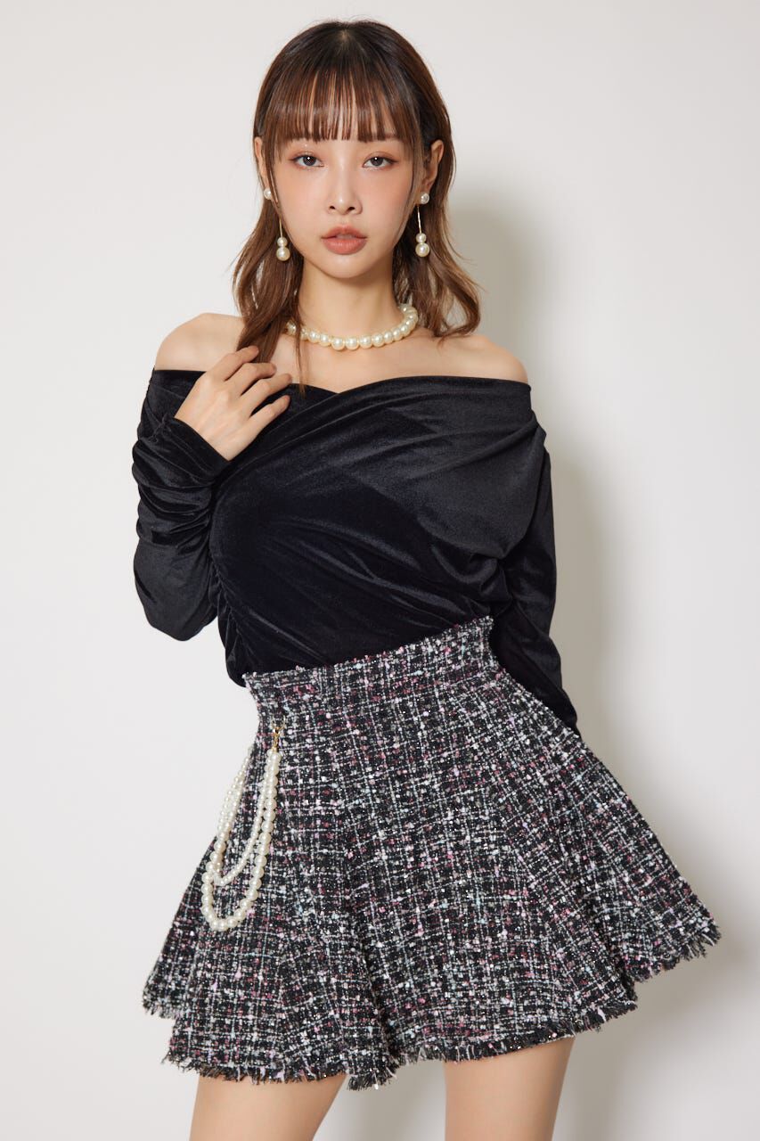 rienda「ソフティーカットオフショルトップス」|Tシャツ・カットソー|BLK