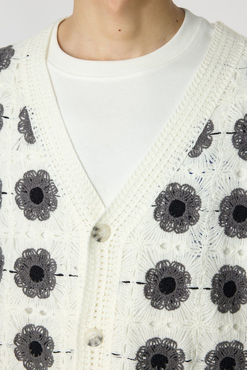 RODEO CROWNS「クロシェフラワー半袖ニットカーディガン」|カーディガン|