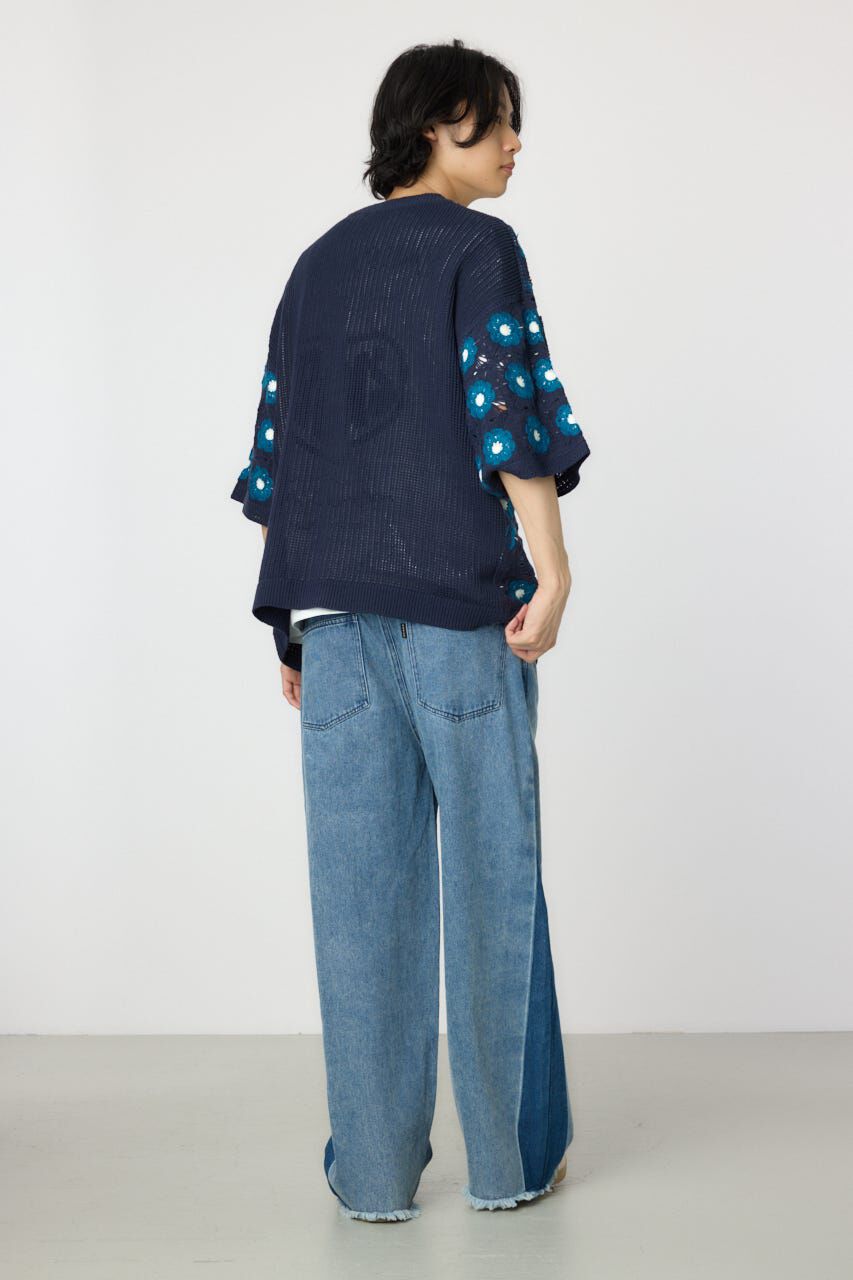 RODEO CROWNS「クロシェフラワー半袖ニットカーディガン」|カーディガン|