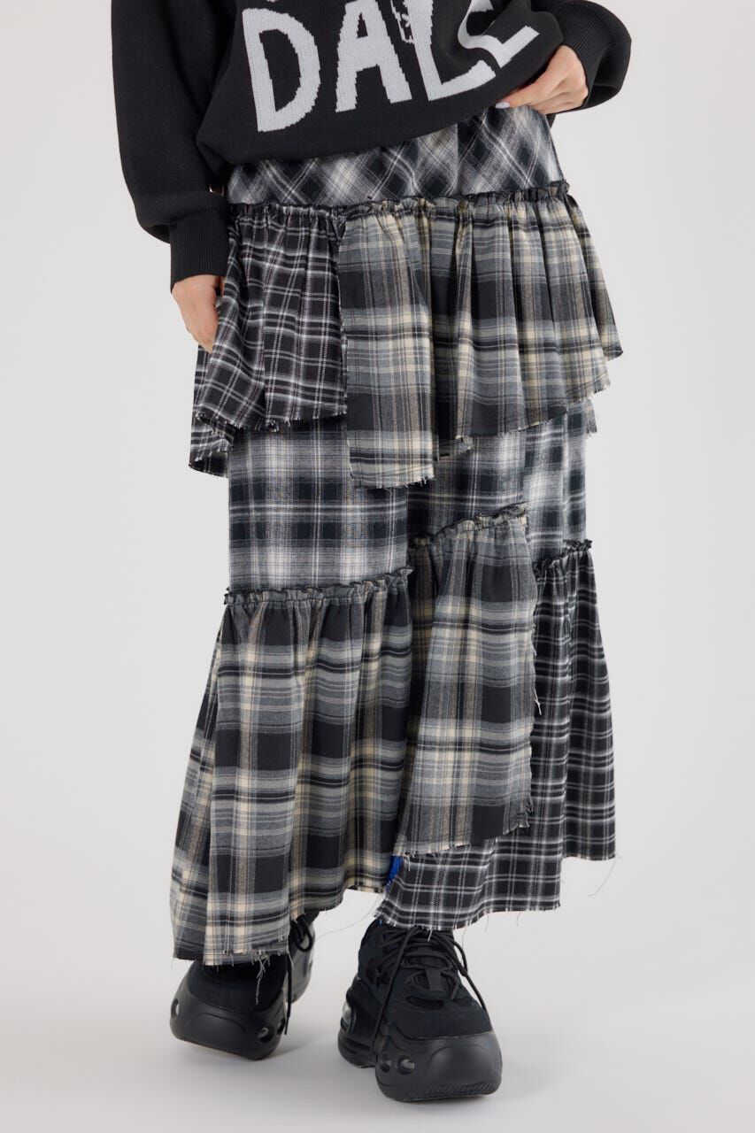 RODEO CROWNS「ランダムティアードチェックスカート」|スカート|柄BLK5