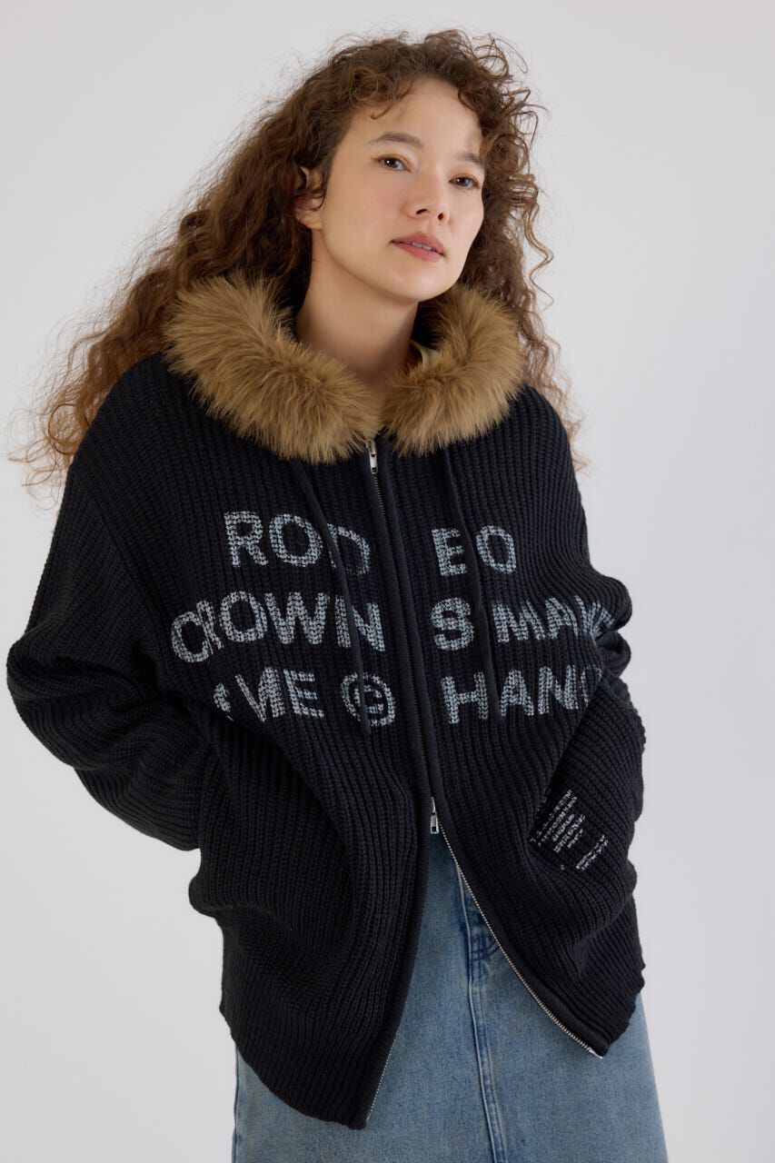 RODEO CROWNS「FADE LOGOニットジップフーディー」|パーカー|BLK