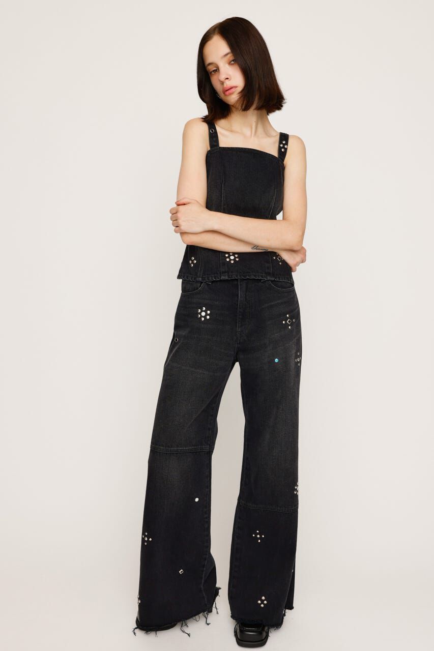 SLY「STUDS SEAM DESIGN FLARE PT-E」|デニム|