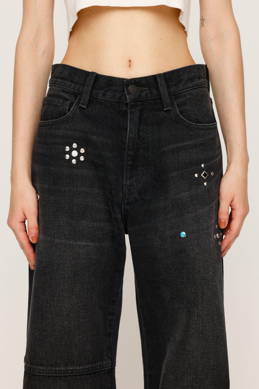 SLY「STUDS SEAM DESIGN FLARE PT-E」|デニム|