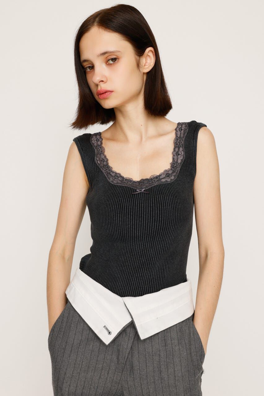 SLY「LACE DOCKING RIB TANK」|タンクトップ|L/BLK1