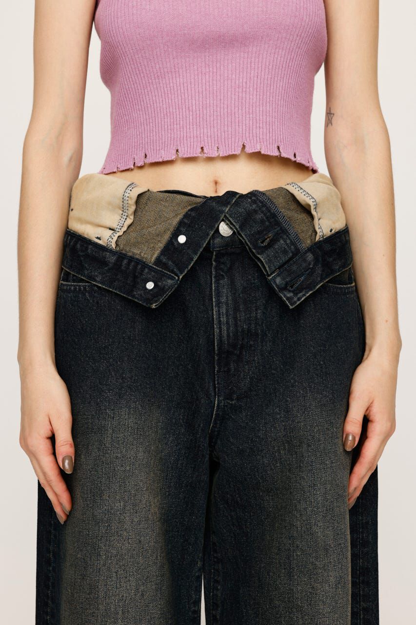 SLY「LAYERED STRAIGHT DENIM パンツ」|デニム|