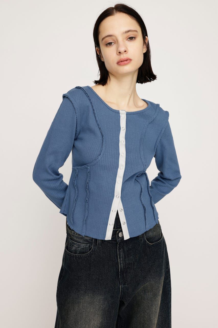 SLY「FRONT BUTTON CUT RIB トップス」|Tシャツ・カットソー|