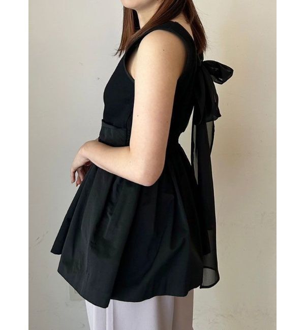 CALNAMUR「BACK RIBBON PEPLUM TOPS/バックリボンペプラムトップス」|Tシャツ・カットソー|