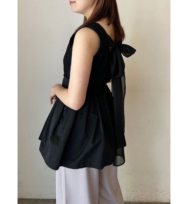 CALNAMUR「BACK RIBBON PEPLUM TOPS/バックリボンペプラムトップス」|Tシャツ・カットソー|