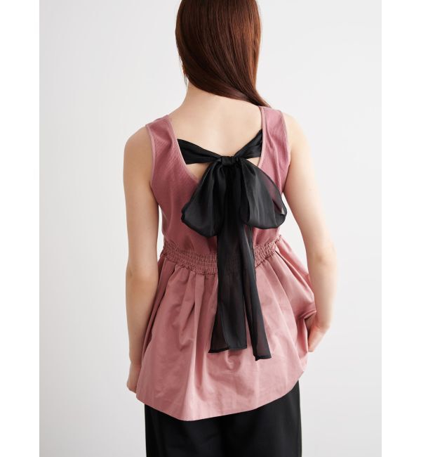 CALNAMUR「BACK RIBBON PEPLUM TOPS/バックリボンペプラムトップス」|Tシャツ・カットソー|