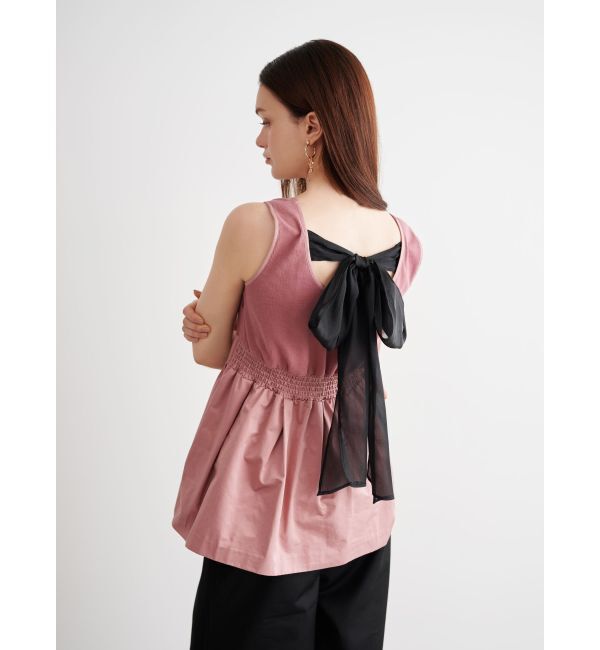 CALNAMUR「BACK RIBBON PEPLUM TOPS/バックリボンペプラムトップス」|Tシャツ・カットソー|