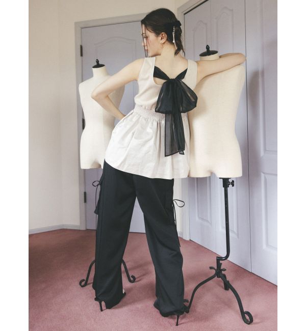 CALNAMUR「BACK RIBBON PEPLUM TOPS/バックリボンペプラムトップス」|Tシャツ・カットソー|