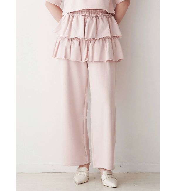 CALNAMUR「スカートレイヤードスウェットパンツ」|その他|ピンク