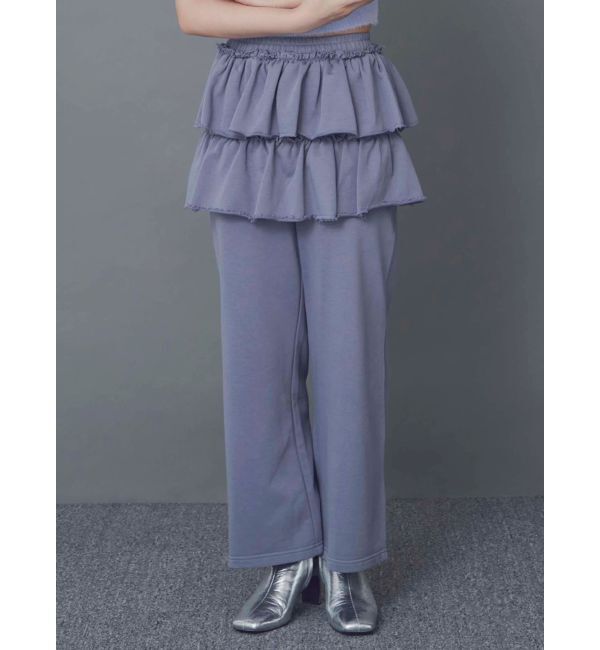 CALNAMUR「スカートレイヤードスウェットパンツ」|その他|ブルー