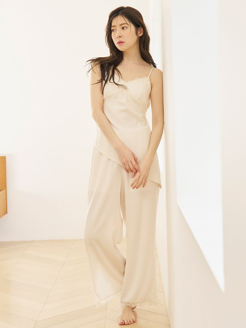 SNIDEL HOME「サテンレースロングパンツ」|ルームウェア|IVR