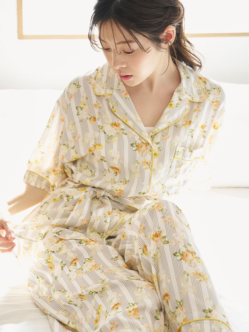SNIDEL HOME「【接触冷感】ストライプフラワーロングパンツ」|ルームウェア|