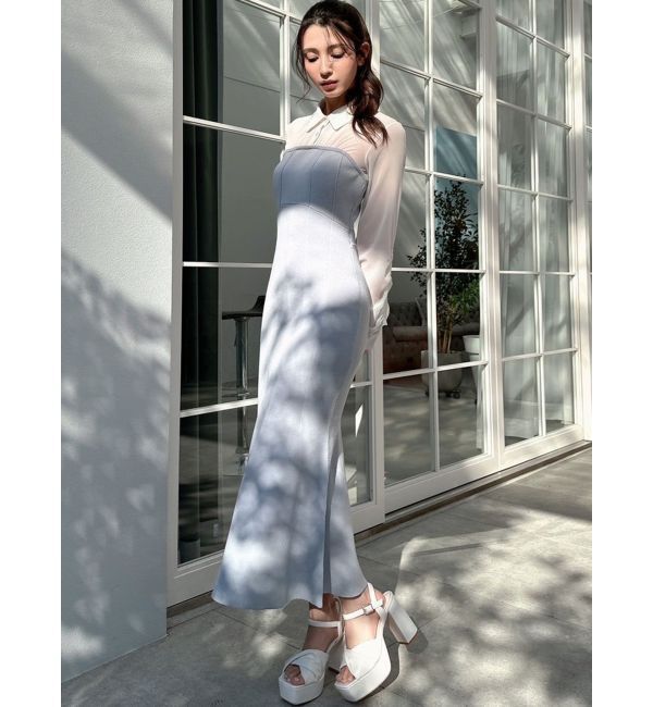 RESEXXY「シャツドッキングニットワンピース」|ワンピース|