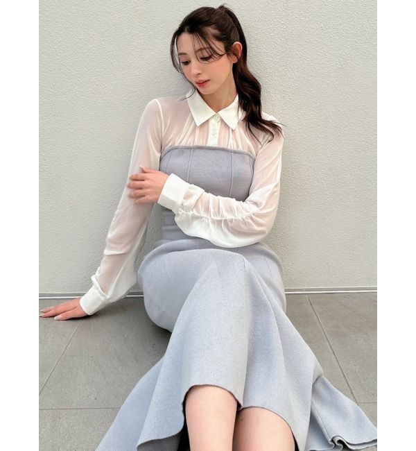 RESEXXY「シャツドッキングニットワンピース」|ワンピース|