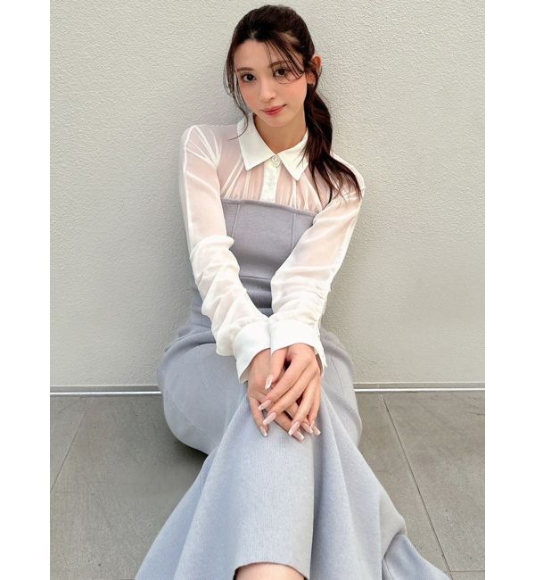 RESEXXY「シャツドッキングニットワンピース」|ワンピース|