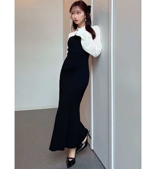 RESEXXY「シャツドッキングニットワンピース」|ワンピース|