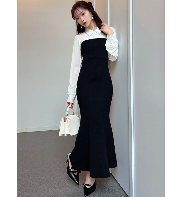 RESEXXY「シャツドッキングニットワンピース」|ワンピース|