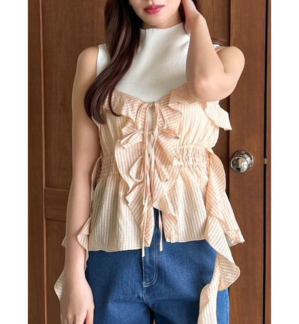 dazzlin「2WAYフルイドペプラムビスチェ」|キャミソール|オレンジ