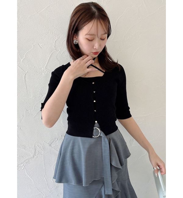 dazzlin「ハーフスリーブレイヤードカーデトップス」|ニット・セーター|