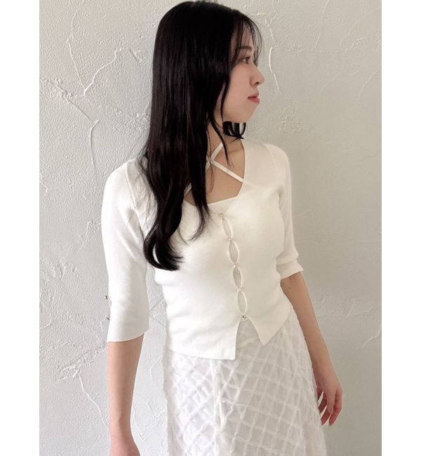 dazzlin「ハーフスリーブレイヤードカーデトップス」|ニット・セーター|